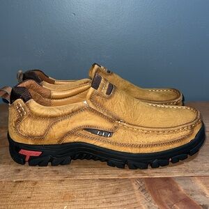 YONGJIA outdoor leather non-slip breathable loafers casual hiking shoes